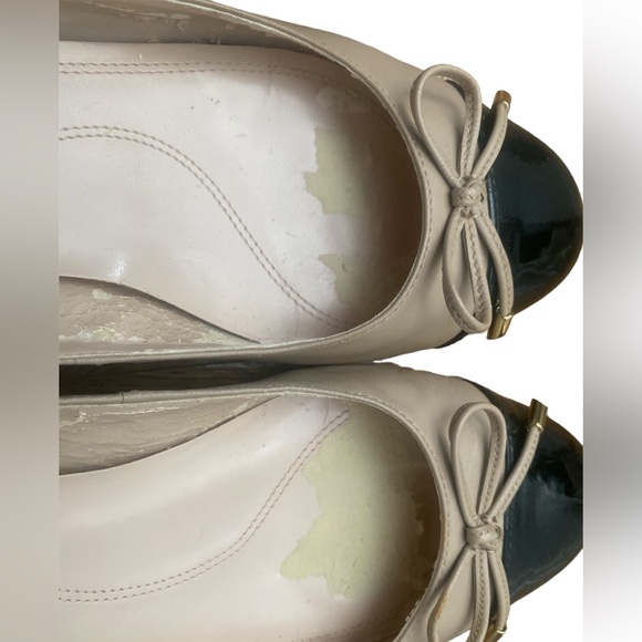 Tahari shoes ballet style womens low block heel black cream bow size 9 maisy - Picture 4 of 8